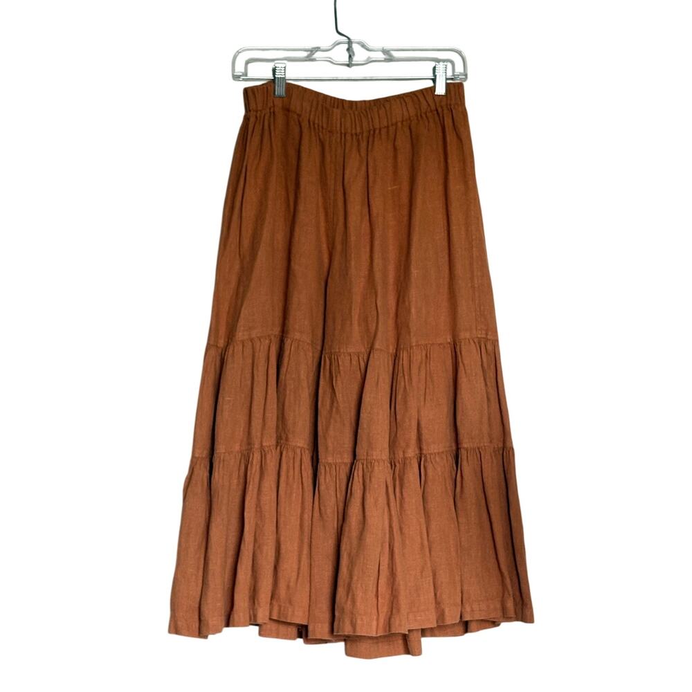 Magnolia Pearl Linen Tiered Ruffle Bloomer Pants Terracotta Rust Orange OS RARE